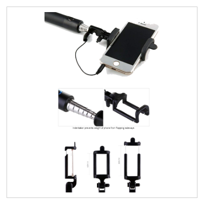 Locust Monopod Portable Pocket Selfie Stick - Black